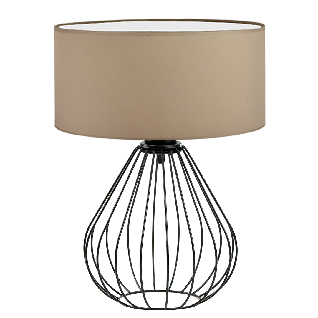 Lampka nocna na biurko lampa biurkowa druciana LED z abażurem walec 30 cm KONWALIA