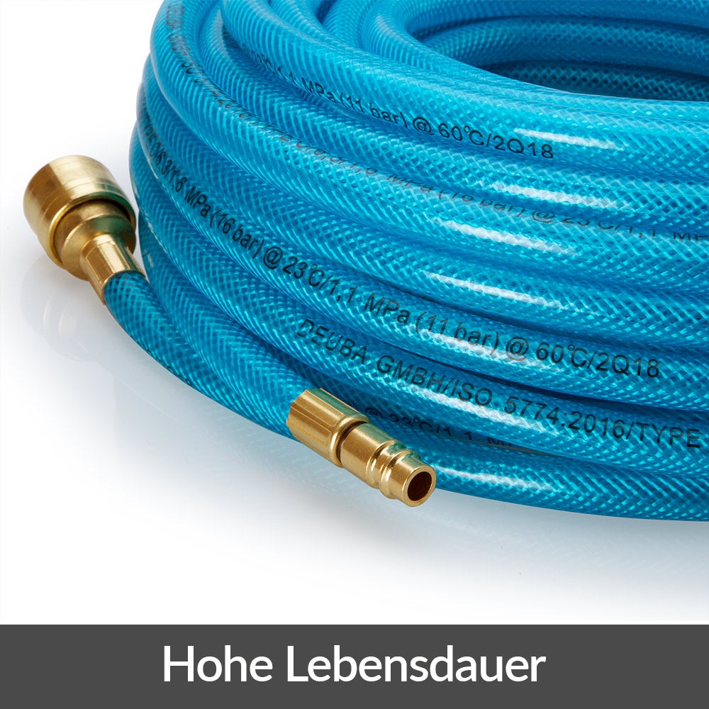 Tuyau à air comprimé 20 mètres Pression max 15 bar Raccord rapide Tuyau de compresseur - 8