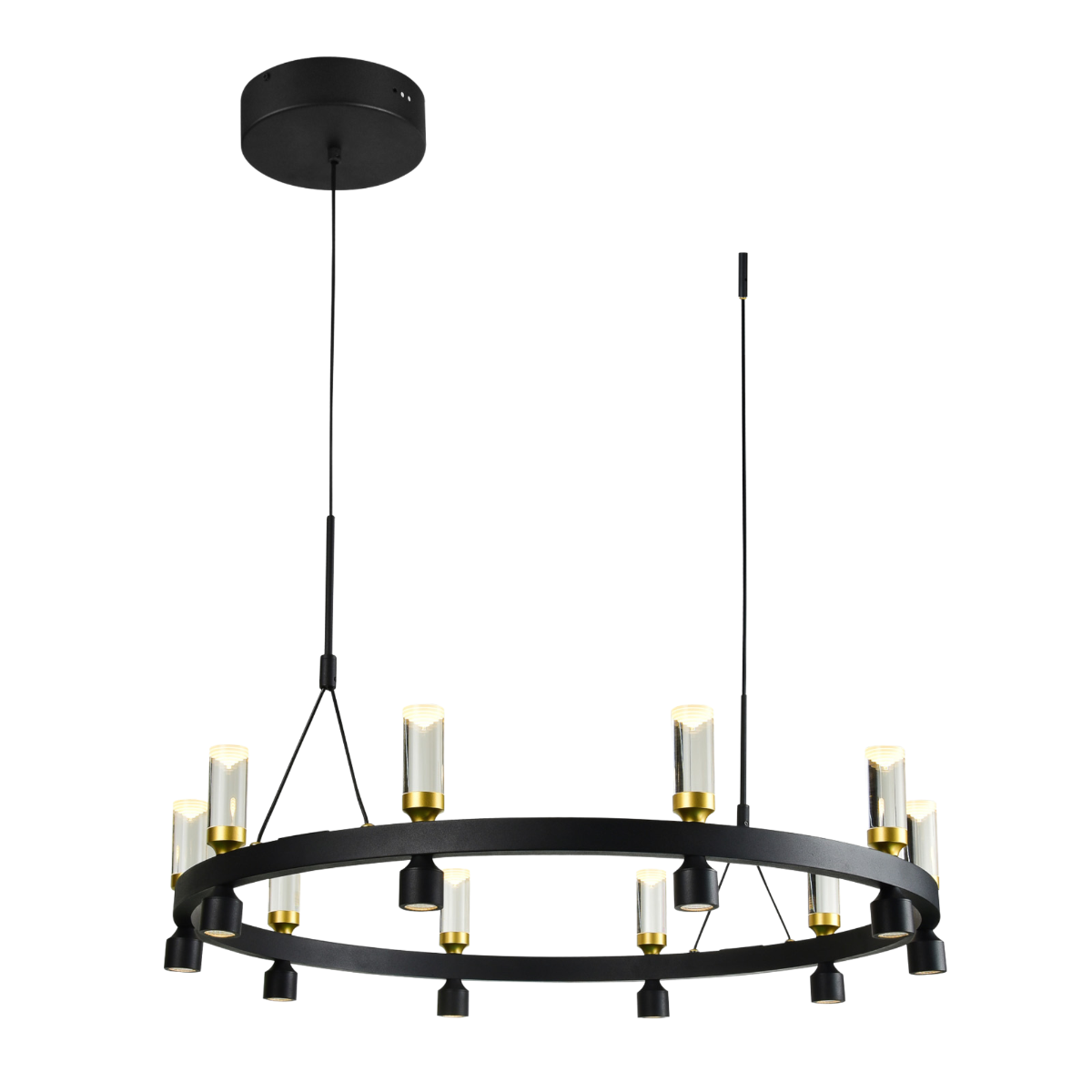 Lampa wisząca świecznik LED Almelo 49W biała ciepła 2920lm metal czarno-złota wym:170x81,8x81,8cm IP20 Italux