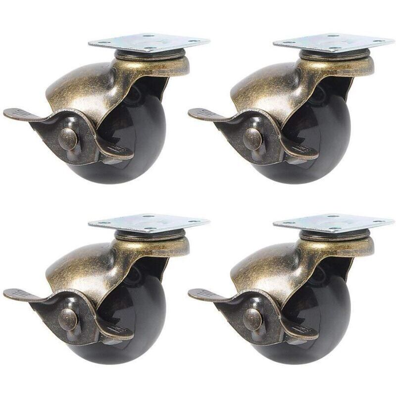 4 roți pentru picioare de mobilă (1,5 inch (40 mm) - cu frână)