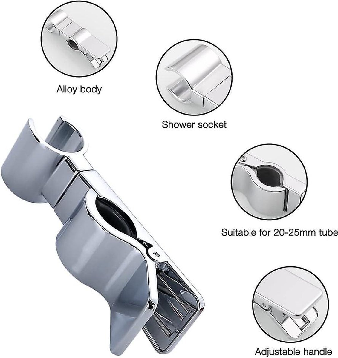 Deslizador Universal - Ducha Deslizante - 20-29mm - Soporte Universal para Alcachofa de Ducha - Barra Deslizante - 4