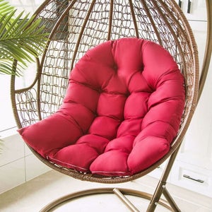 Idmarket – Fauteuil suspendu ajouré effet rotin – Coussin épais 15 cm – Socle en acier noir pour stabilité – Poids max 100 kg