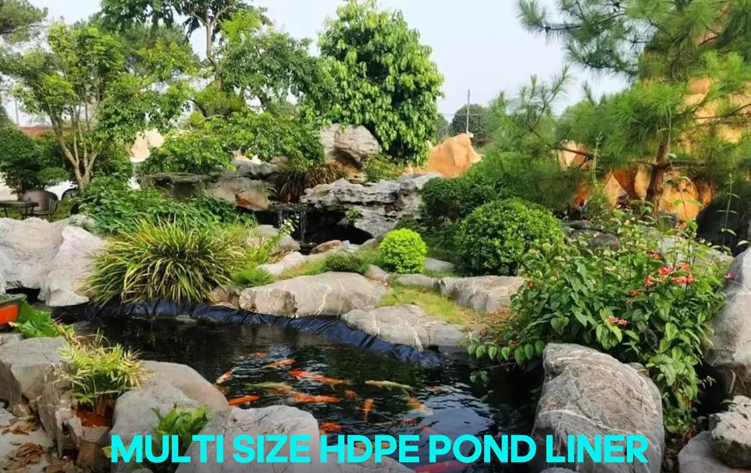 Bâche pour bassin à poissons, bâche pour piscine, bâche préfabriquée, adaptée aux étangs, au jardinage, 1,2 m x 2,1 m x 0,2 mm, noire - 3