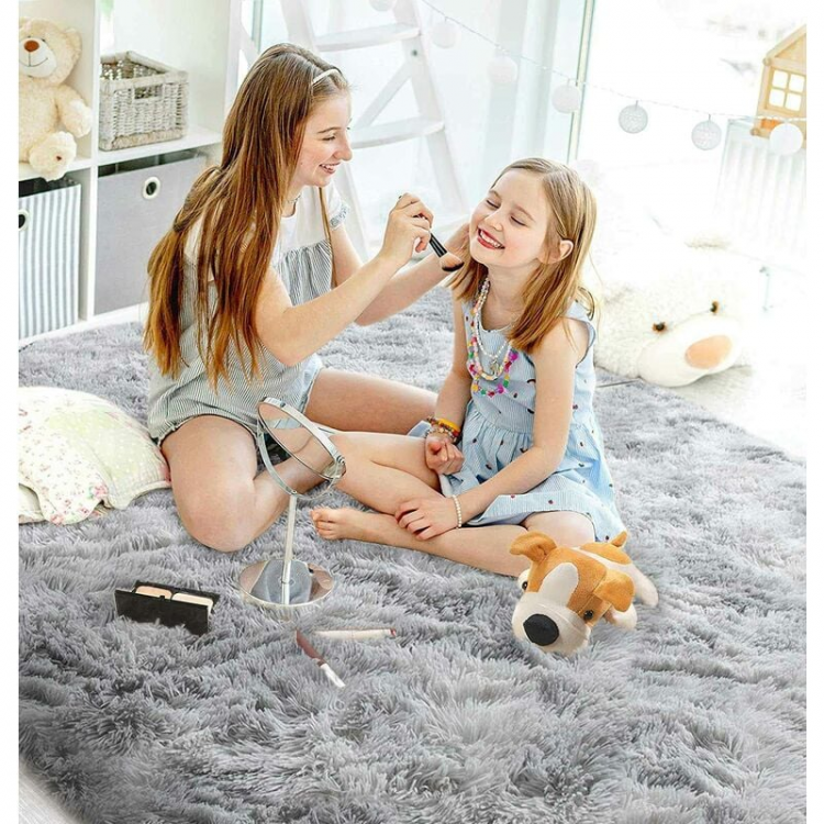 Tapete cinza para sala de estar, tapete felpudo macio de polipropileno - antiderrapante, 60 x 120 cm - 4