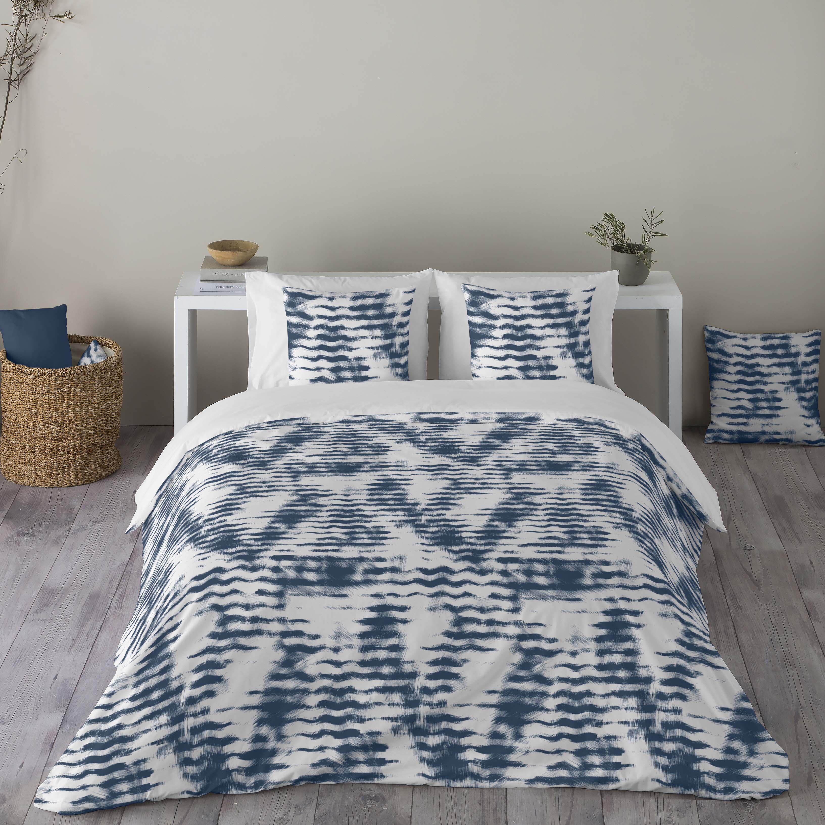 Sandal - funda nórdica estampada cama 180 - algodón extrasuave - incluye 1 o 2 fundas de almohada - waves blue