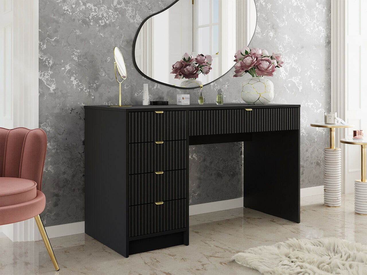 Bureau Comfivo Papilio, Avec tiroirs, Nombre de tiroirs: 5.00, 76x120x55cm, Noir - 2