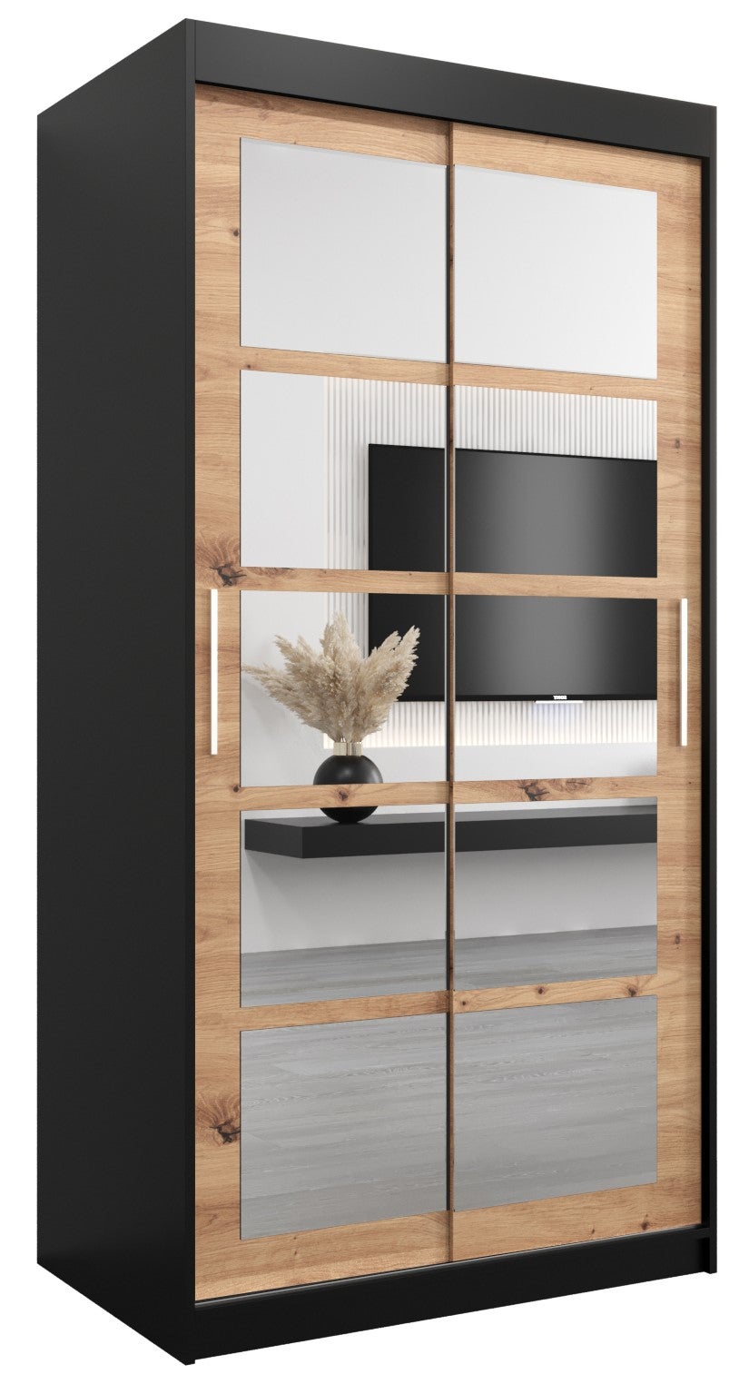 Szafa przesuwna garderoba ROMA 2 100 x 62 x 200 cm Czarny + Artisan - Abiks Meble