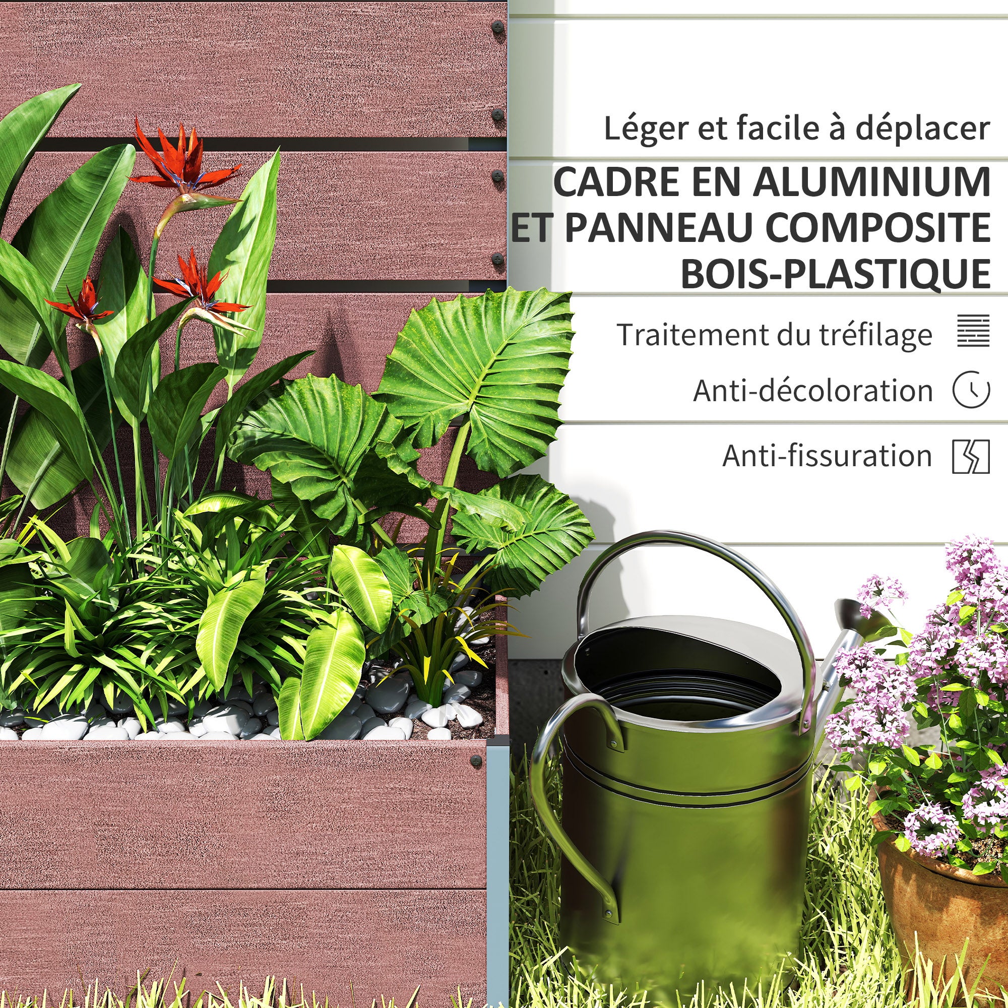 Jardinière avec treillis plaque composite bois-plastique Outsunny - 5