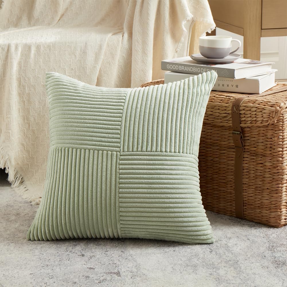 GIGIZAZA Federe per cuscini in velluto verde, 40 x 40 cm, quadrate, morbide, per camera da letto e soggiorno, 40 x 40 cm, set da 4