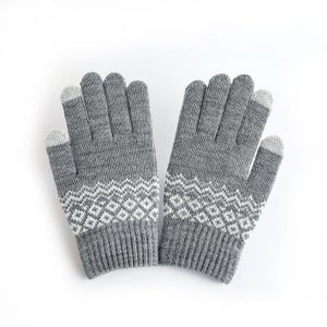 2 Pares De Guantes De Invierno Con Pantalla Táctil - Lana De Alpaca, Diseño Moderno, Colores Negro Y Gris Claro