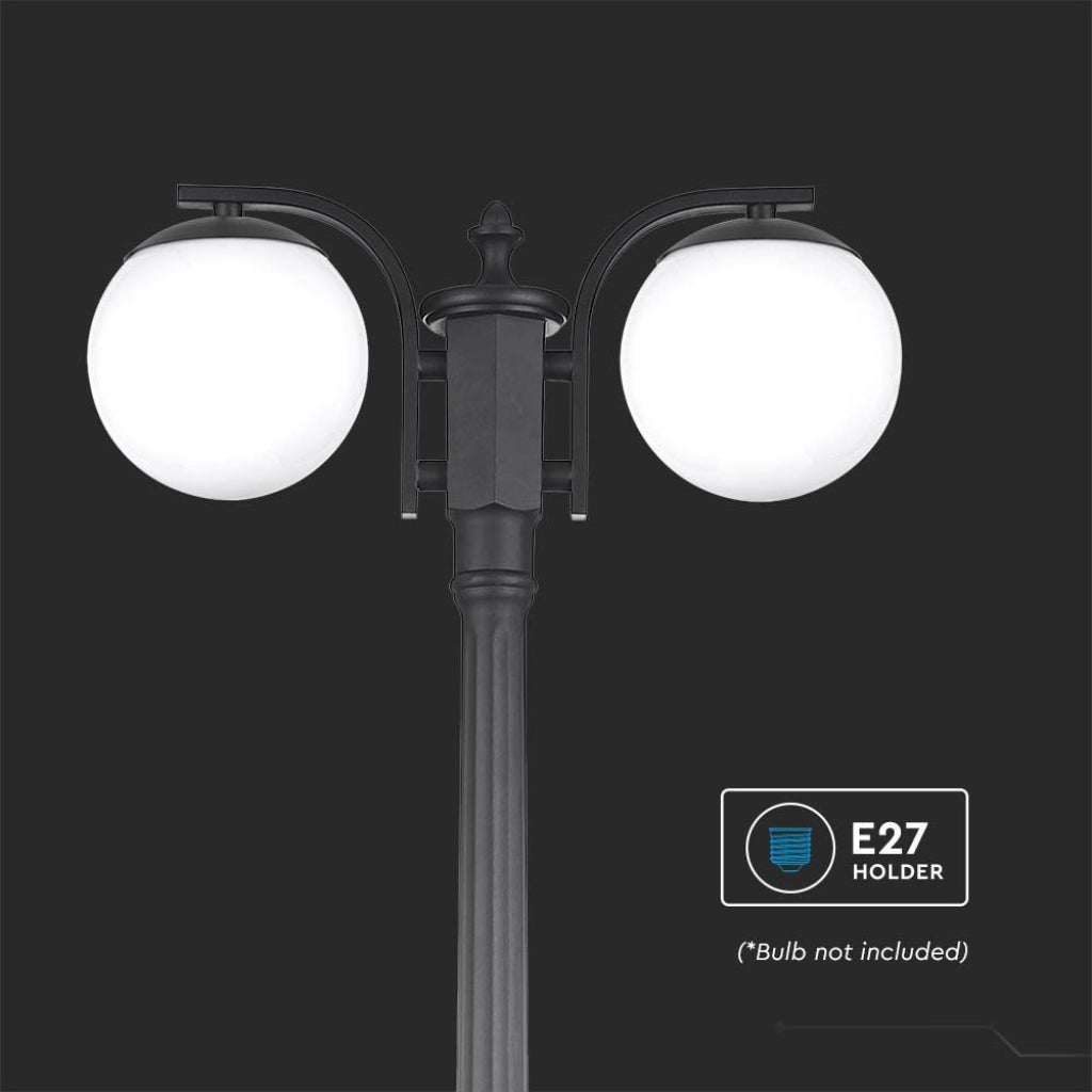 Lampa uliczna LED z podwójnym uchwytem na lampę 2*E27, kolor czarny matowy, wys. 228 cm, IP44 - 5
