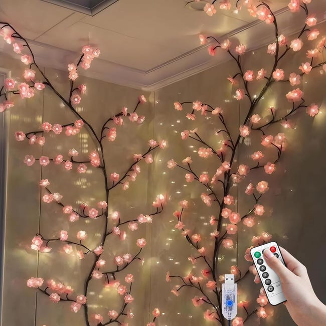 AGOTD Luci A Forma Di Fiore Di Ciliegio 2M 20 LED A Batteria – Decorazione Romantica Per Interni Ed Esterni Con Timer