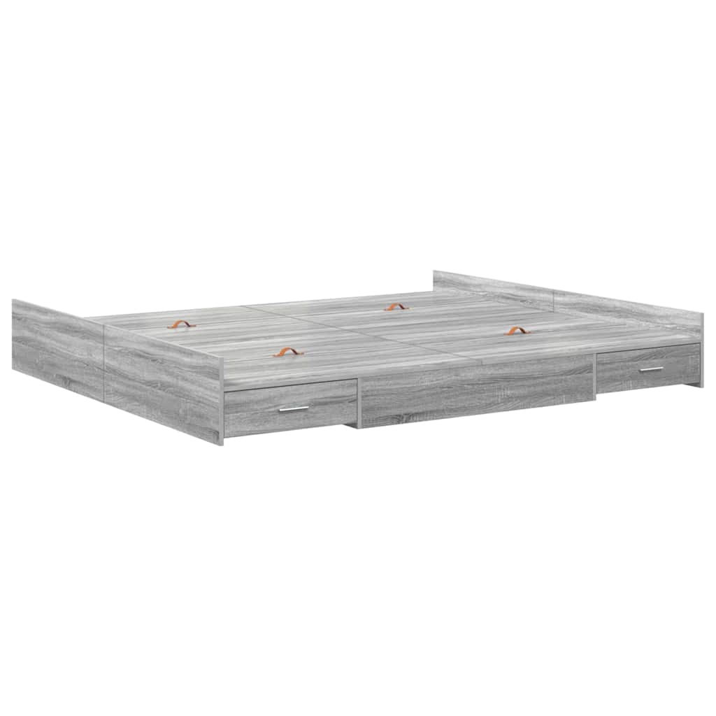 Cadre de lit avec rangement et porte, gris, pour la chambre, 180 × 200 cm - 7