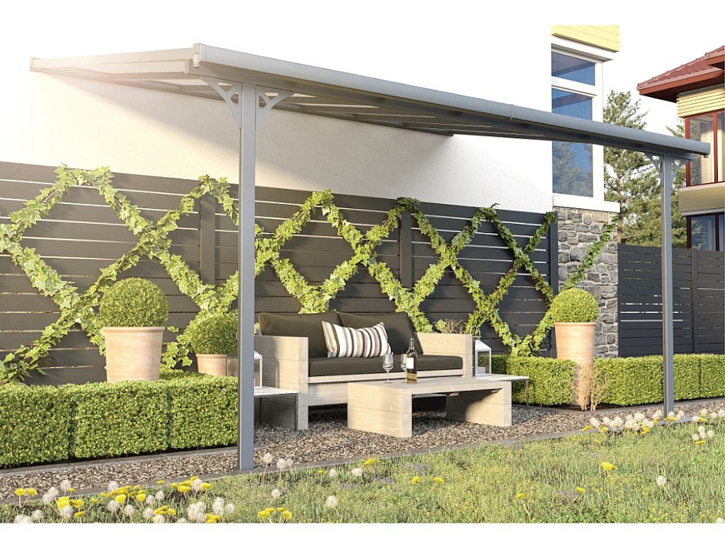 Pergola per terrazzo addossata 13,2 m² L436 x P305 x H240/285 cm in Alluminio Antracite - ALVARO - 5