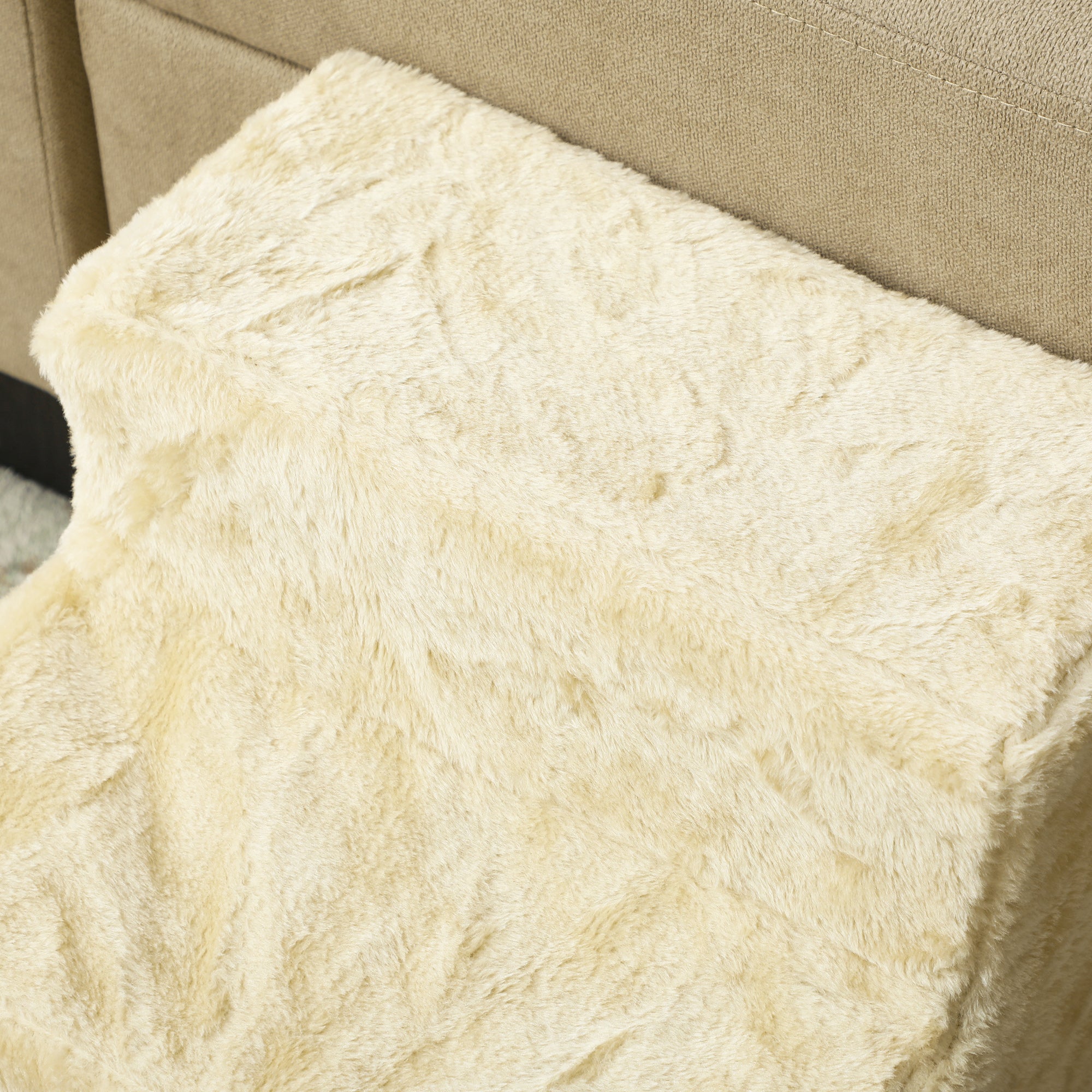 Escalera para Mascotas PawHut Aglomerado de Madera, Felpa Beige 46x35x35 cm D06-091V01BG - 4
