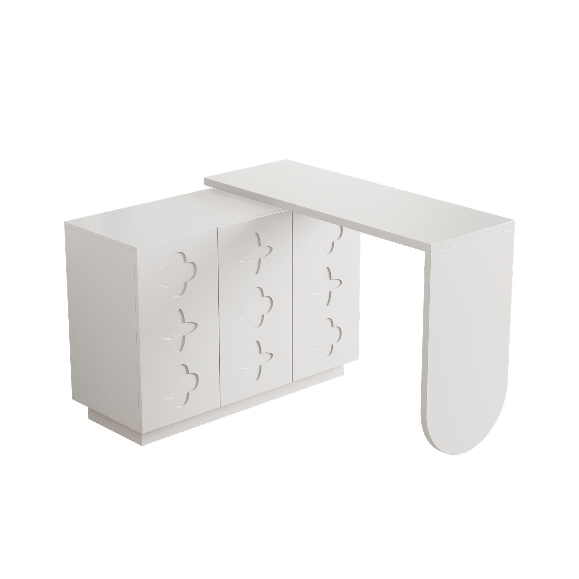 Bureau d'angle en L blanc avec rangement intégré, plateau pivotant à ...