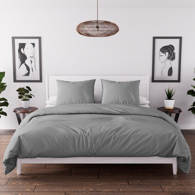 Parure housse de couette en microfibre lavée 240x220 cm BOHEME gris, par Soleil d'Ocre