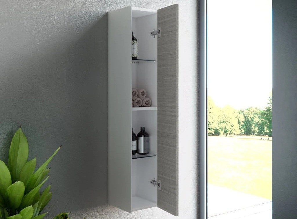 Colonne de salle de bain laqué blanc et gris Lago L 25cm - 3