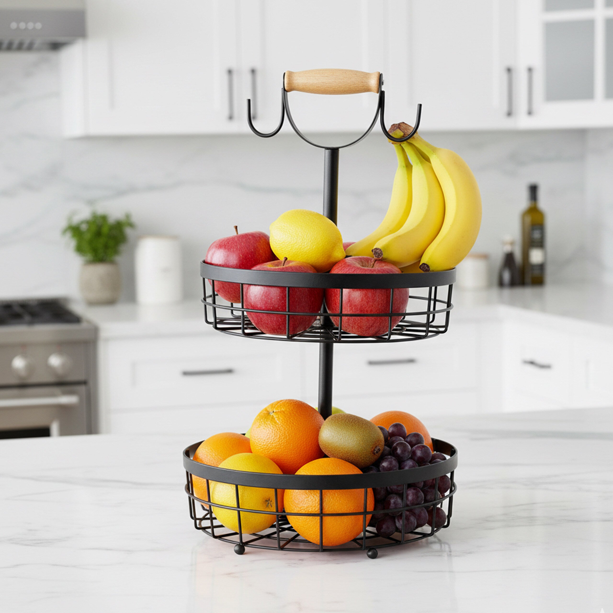 Moritz & Moritz Alzata per frutta Nero Metallo - Moderna fruttiera colore nero - Cesto portafrutta colore nero per conservare frutta, verdura e pane