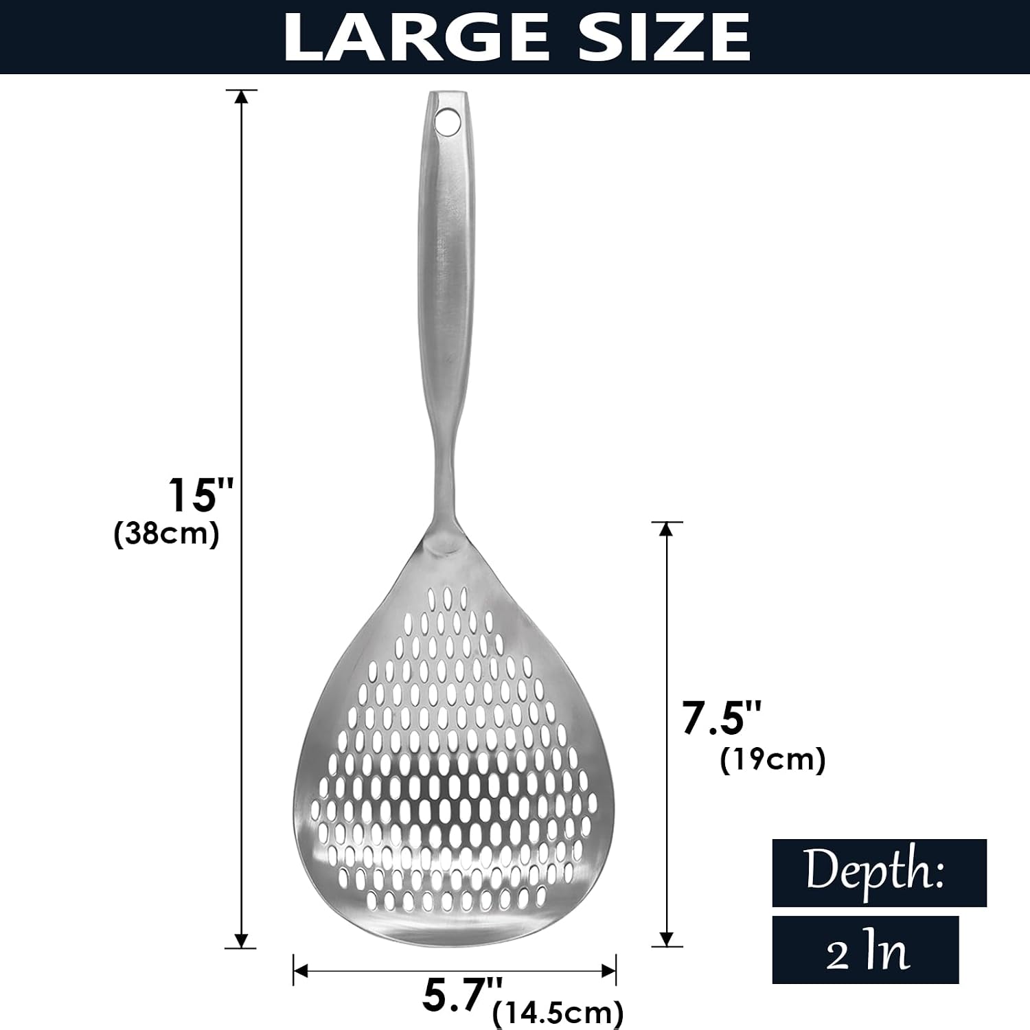 Łyżka do odcedzania spaghetti, filtr ze stali nierdzewnej 304 do gotowania i smażenia, łyżka do odcedzania spaghetti i kawioru ze stali nierdzewnej d - 2