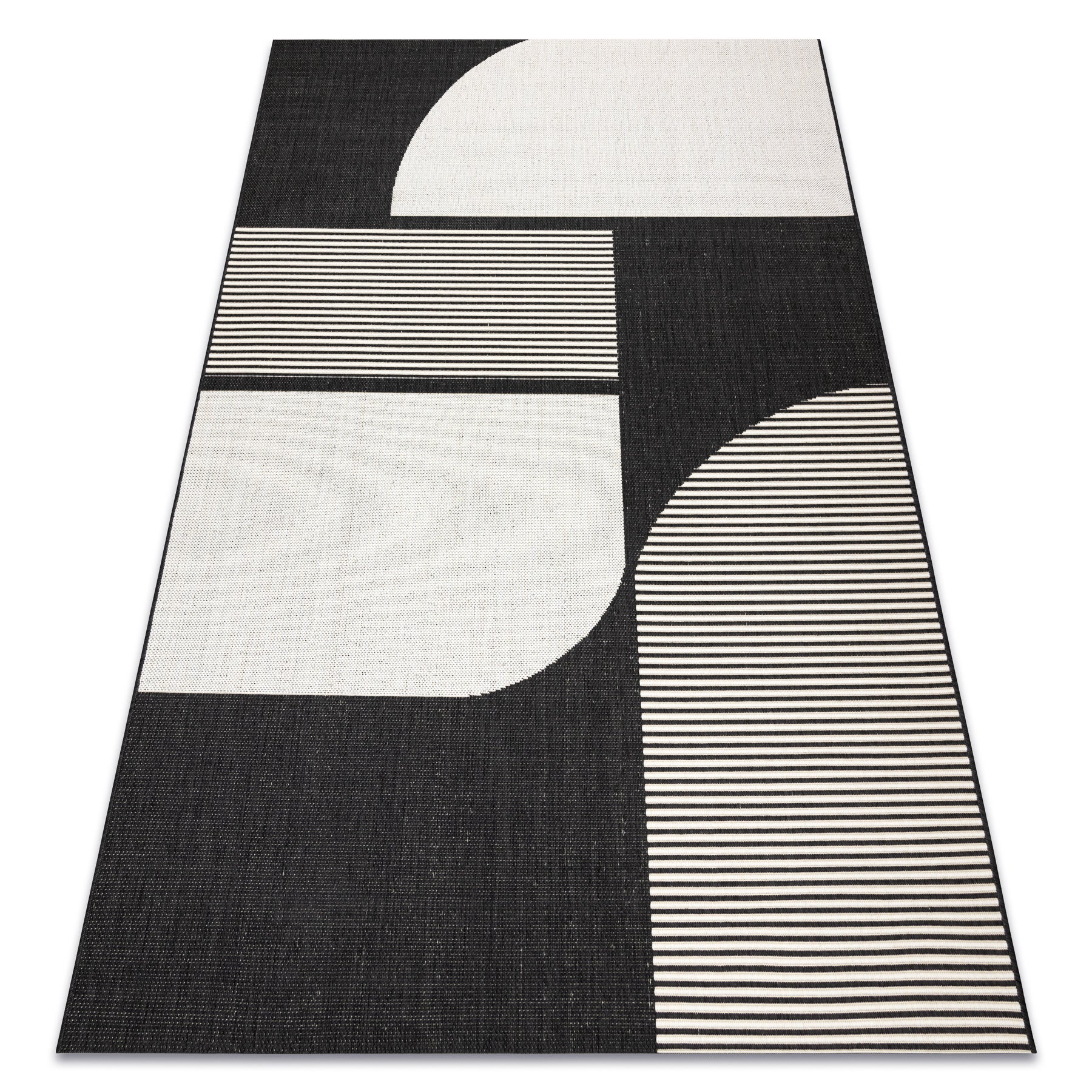 Dywan SZNURKOWY SIZAL FLAT 49384690 ABSTRAKCJA krem / czarny 160x230 cm