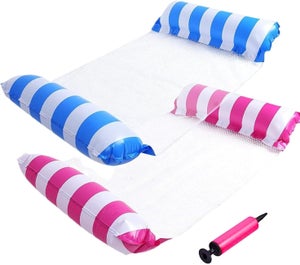 Hamac piscine gonflable – lot de 2 – 4 en 1 – avec pompe – rose et bleu Aucunely - Jeux - Jouets
