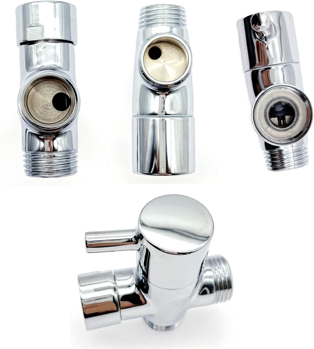 1/2 Pouce Vanne dérivation de bras douche 3 Voies séparateur pommeau douche laiton,métal avec rondelles caoutchouc, inverseur débit adaptateur douche - 5