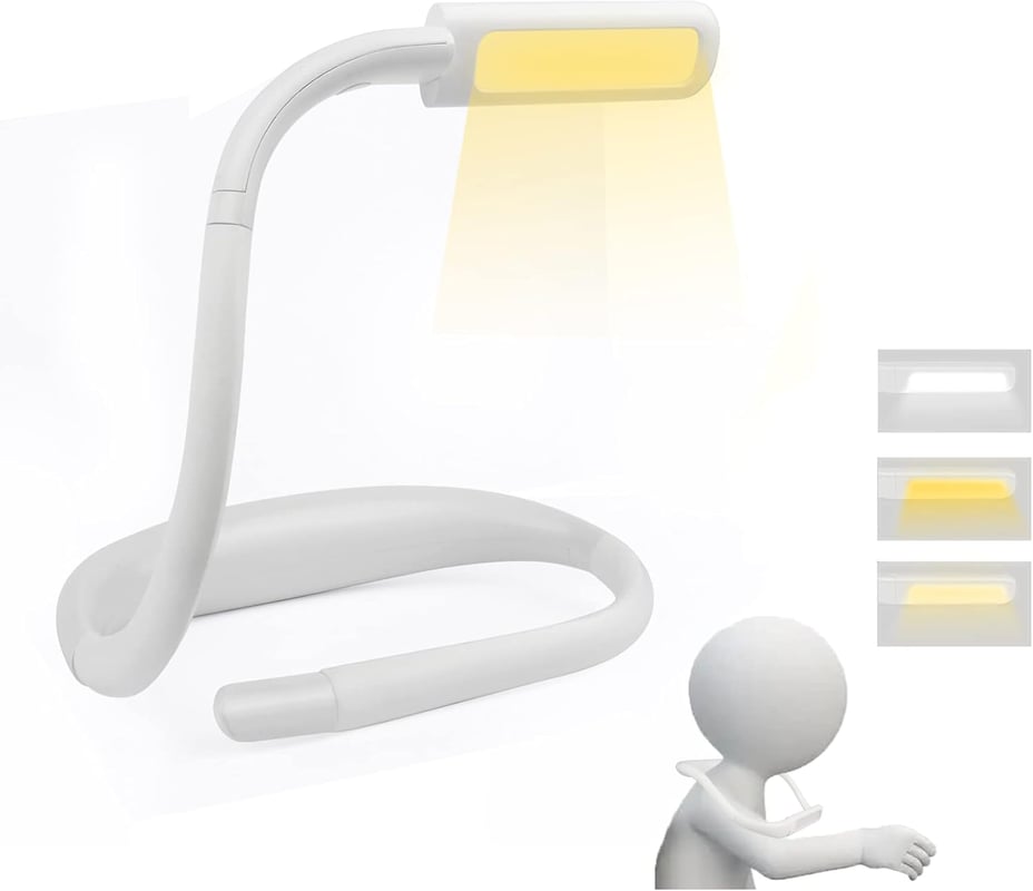 Ładowalna lampka do czytania na szyję lampka LED do czytania do czytania w łóżku regulowana jasność kolory elastyczne ramię robienia drutach napraw