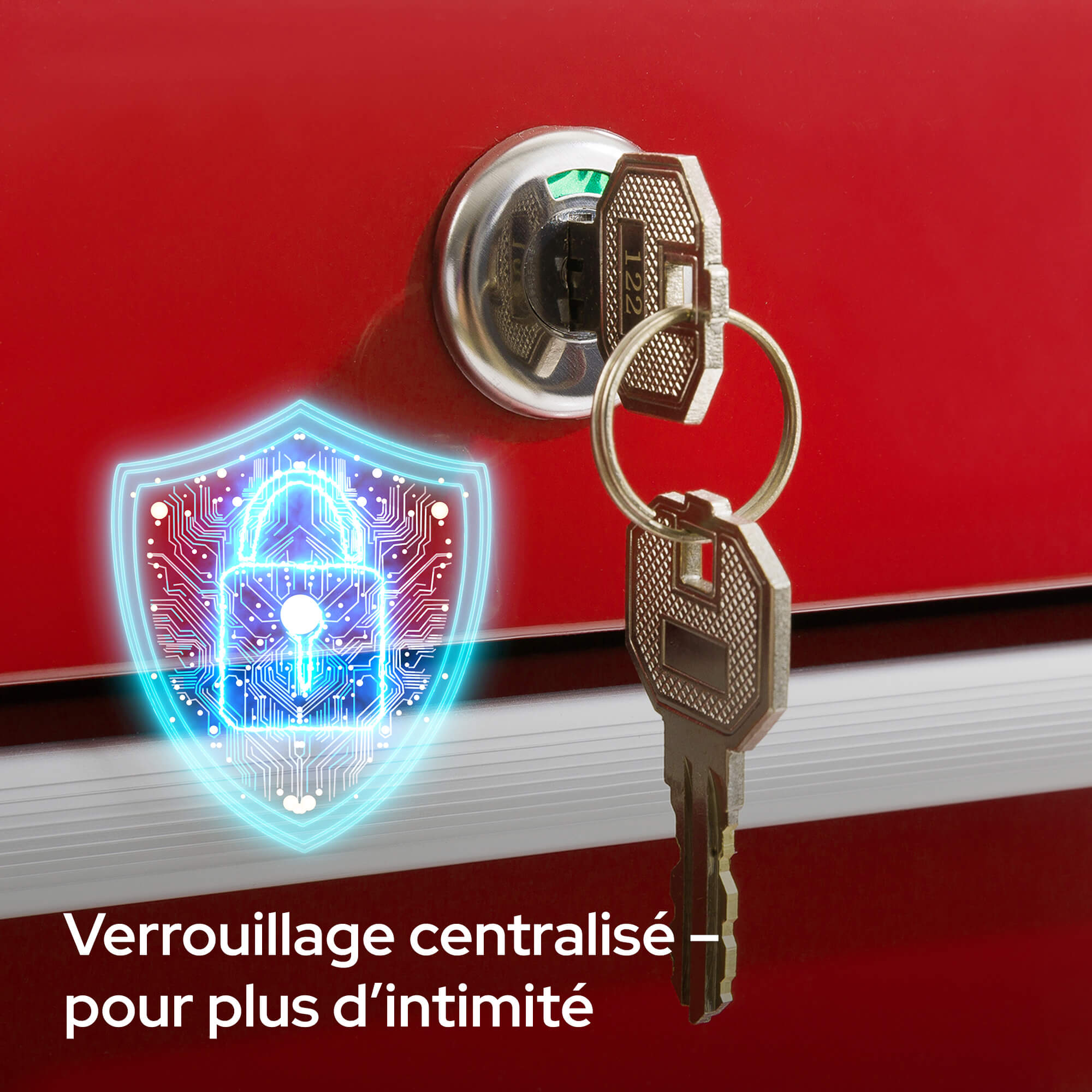 AREBOS Servantes d'atelier 7 Compartiments Fermeture centralisée Tapis antidérapants Inclus tiroirs sur roulements à Billes Roues avec Frein Rouge - 7