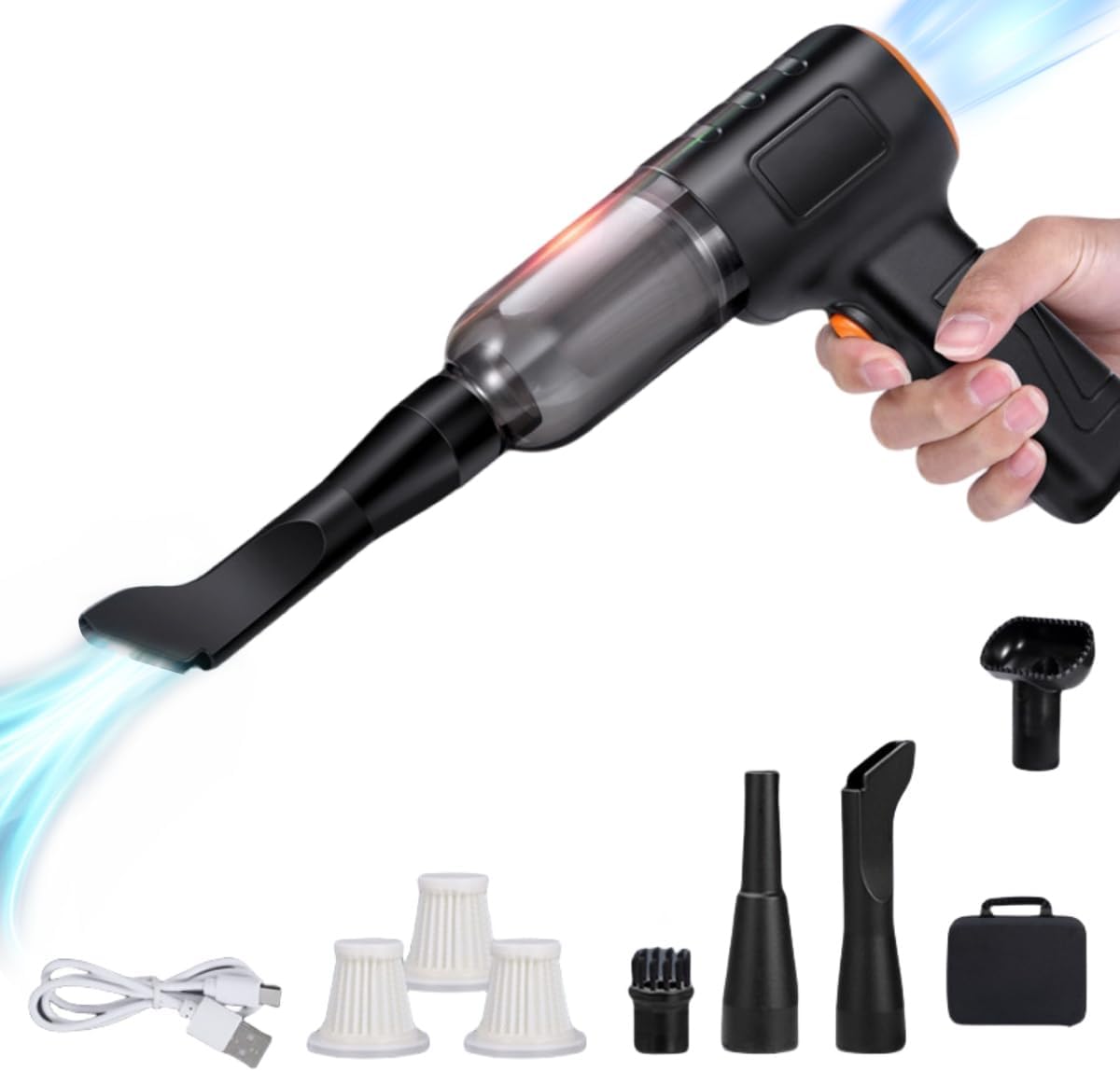 Aspirateur Voiture Sans Fil 15000 Pa - Mini Aspirateur Léger Avec Brosse Soufflante Et Buse Pour Voiture, Maison, Bureau
