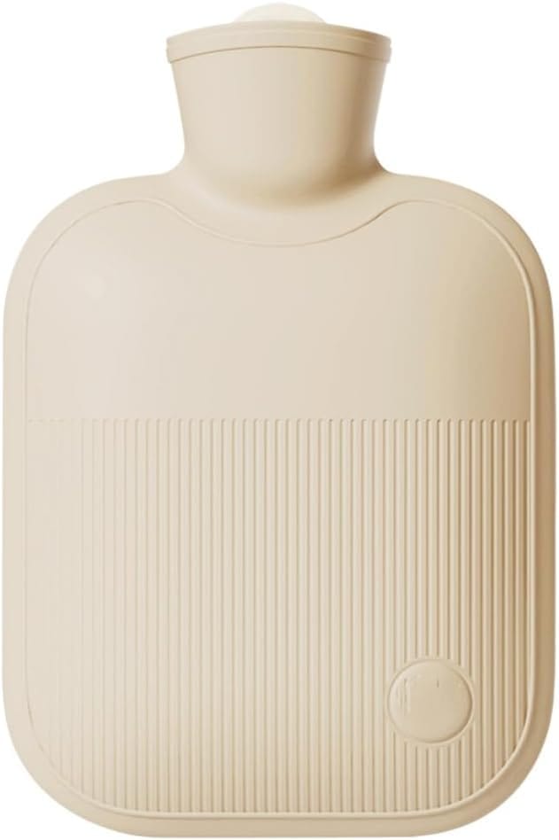 Ogrzewacz do rąk 1L – wypełniony wodą z PVC – worek termiczny dla niemowląt – beżowy – z pokrowcem ze sztucznego futra króliczego