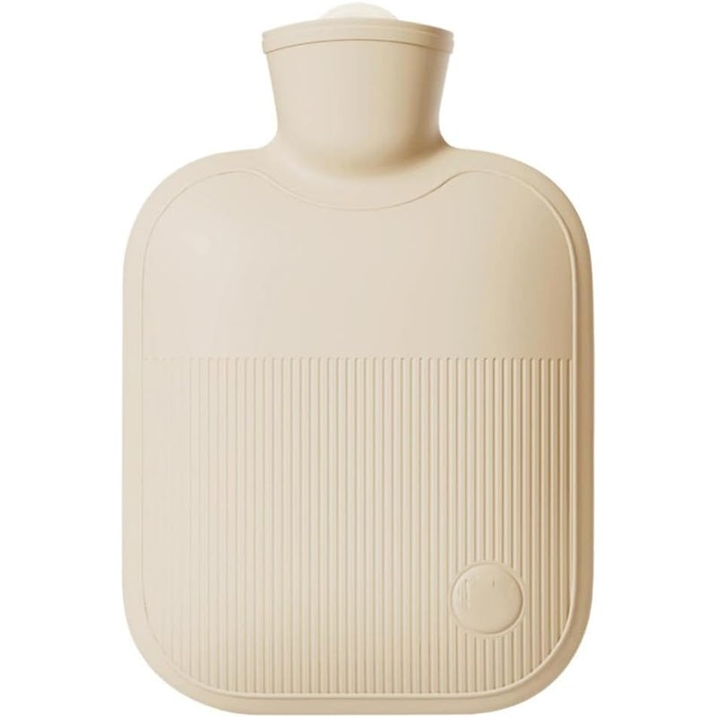 Ogrzewacz do rąk 1L – wypełniony wodą z PVC – worek termiczny dla niemowląt – beżowy – z pokrowcem ze sztucznego futra króliczego