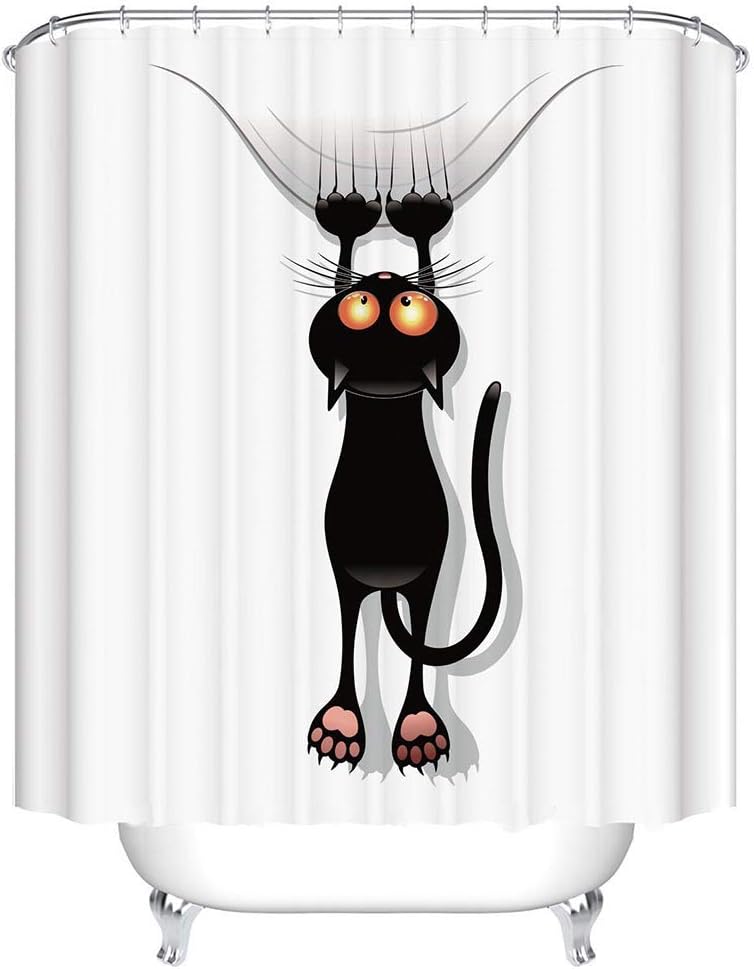 Tenda da doccia con gatto nero in tessuto di poliestere impermeabile, con ganci, 180 x 180 cm | Leroy Merlin