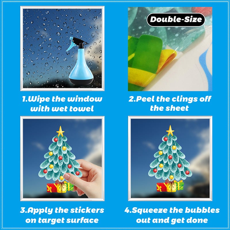 Adesivi per decorazioni natalizie per finestre - Pupazzo di neve e Babbo Natale, adesivi per decorazioni natalizie per finestre, decorazioni per feste - 5