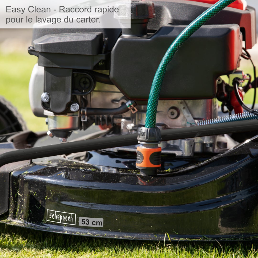 Scheppach Tondeuse à gazon hybride MS225-53E - Largeur de coupe 53 cm - Démarrage électrique - Batterie, chargeur, huile inclus - 9