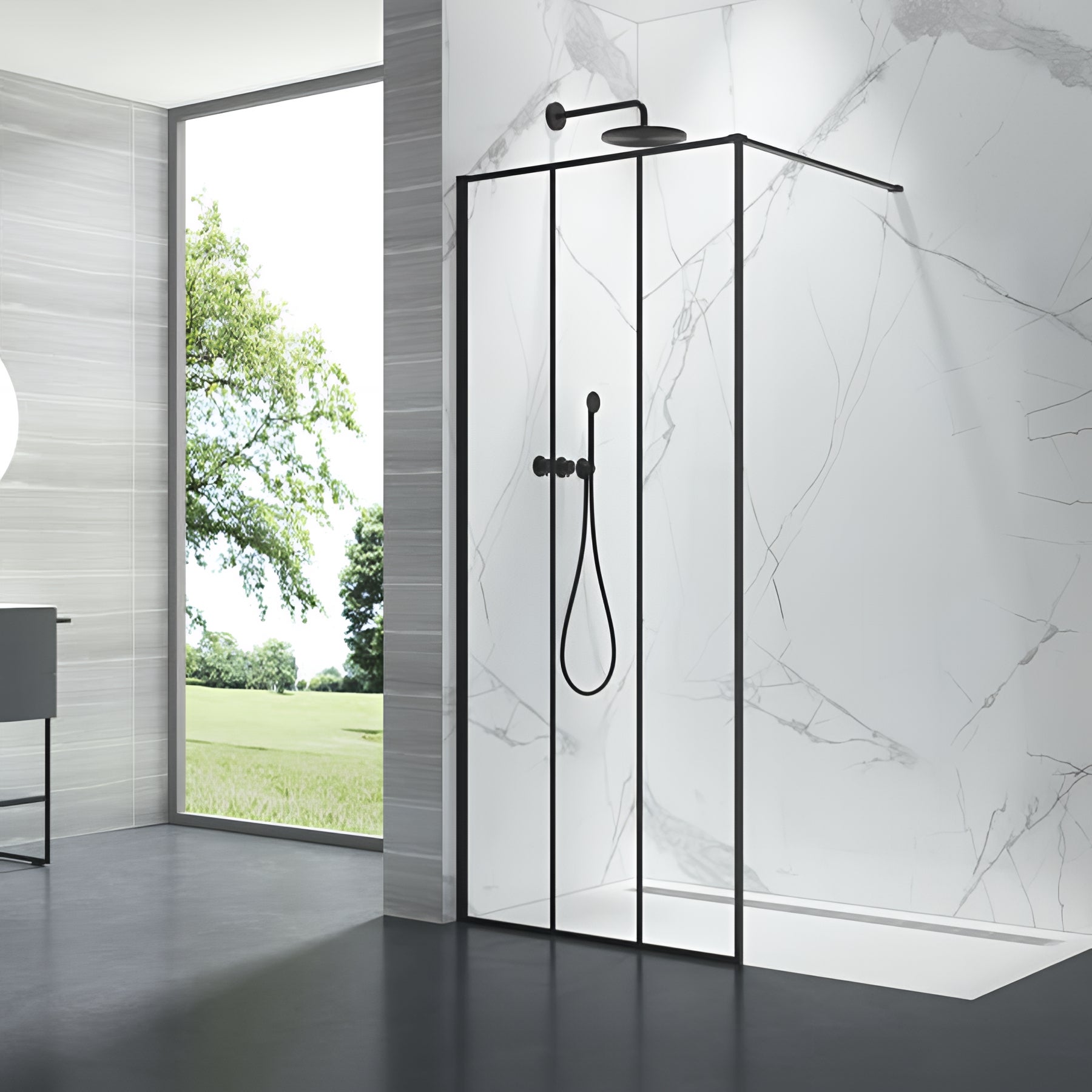 Paroi de douche verrière 3 panneaux largeur 90cm hauteur 2,00m profilé — free download