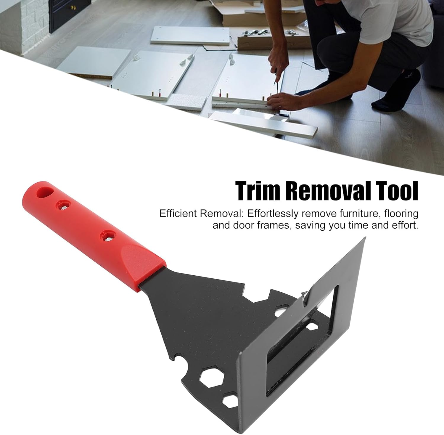 Extracteur de garnitures, outil multifonction robuste pour enlever les planchers en bois, les plinthes, les boîtiers de porte, le carrelage, les clous - 4