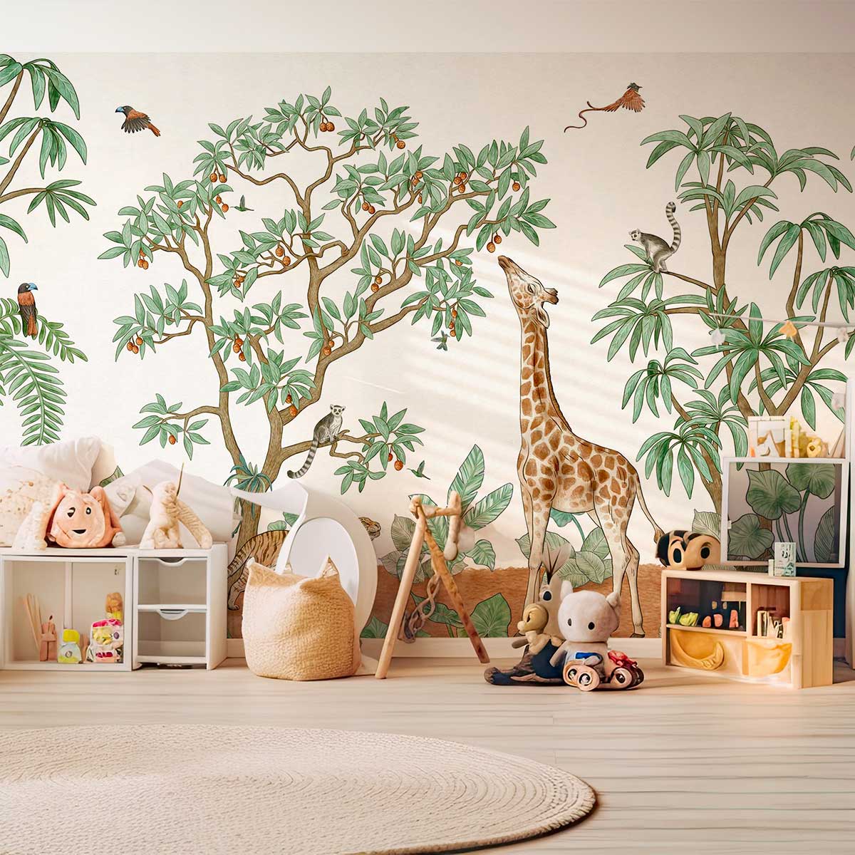 Papier peint panoramique petit dejeuner de girafe - 364x270cm - 5