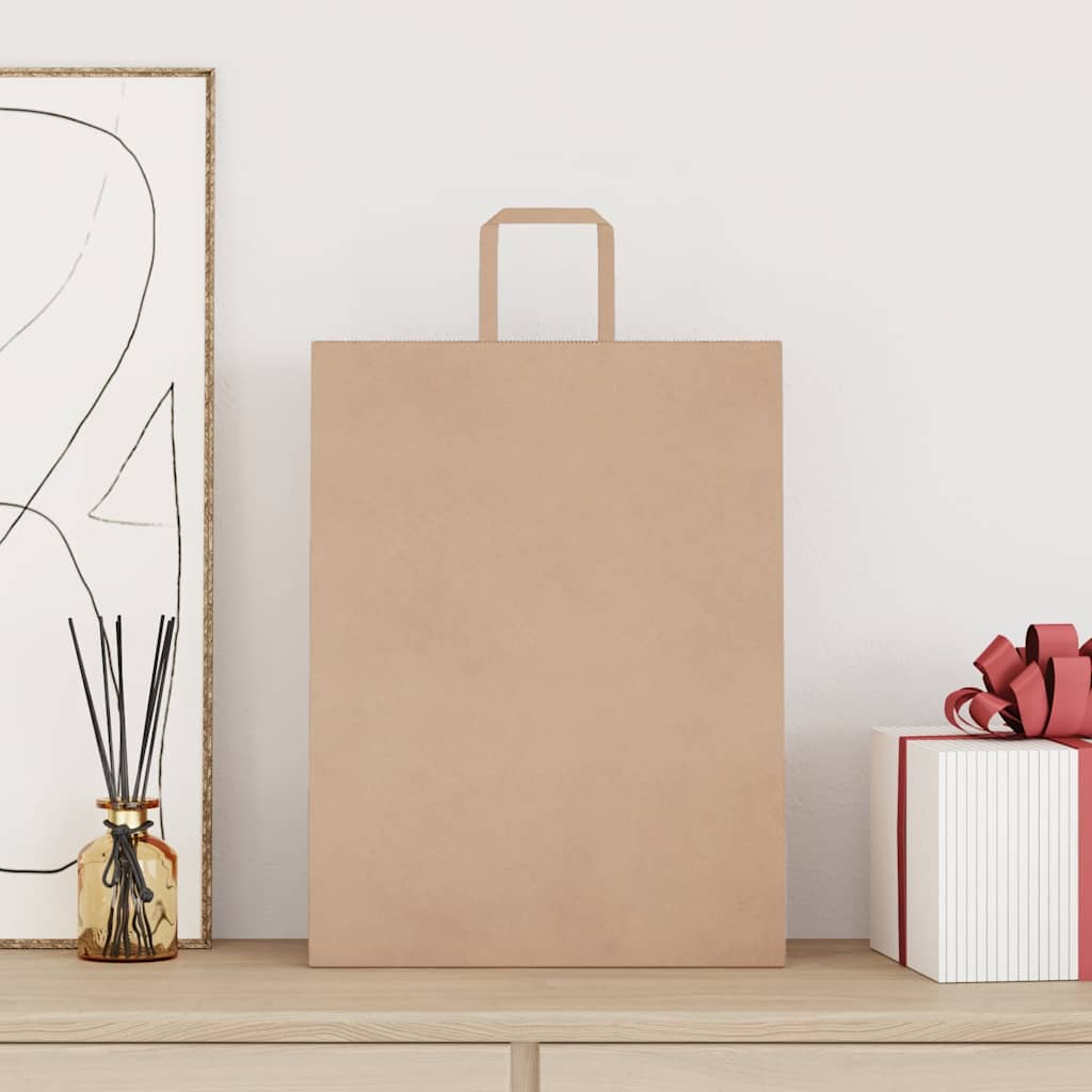 Torby papierowe 250 szt. z uchwytami Brązowe 32x12x42 cm vidaXL
