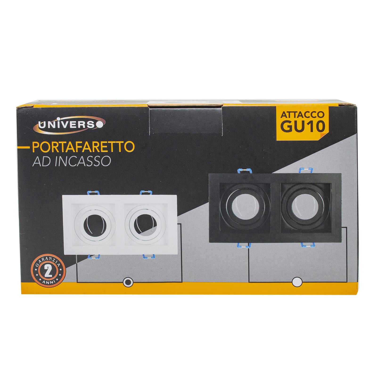 Spot encastré rectangulaire double lampe LED GU10 16W plafonnier 230V COULEUR BLANC LUMIÈRE 6000K - 6