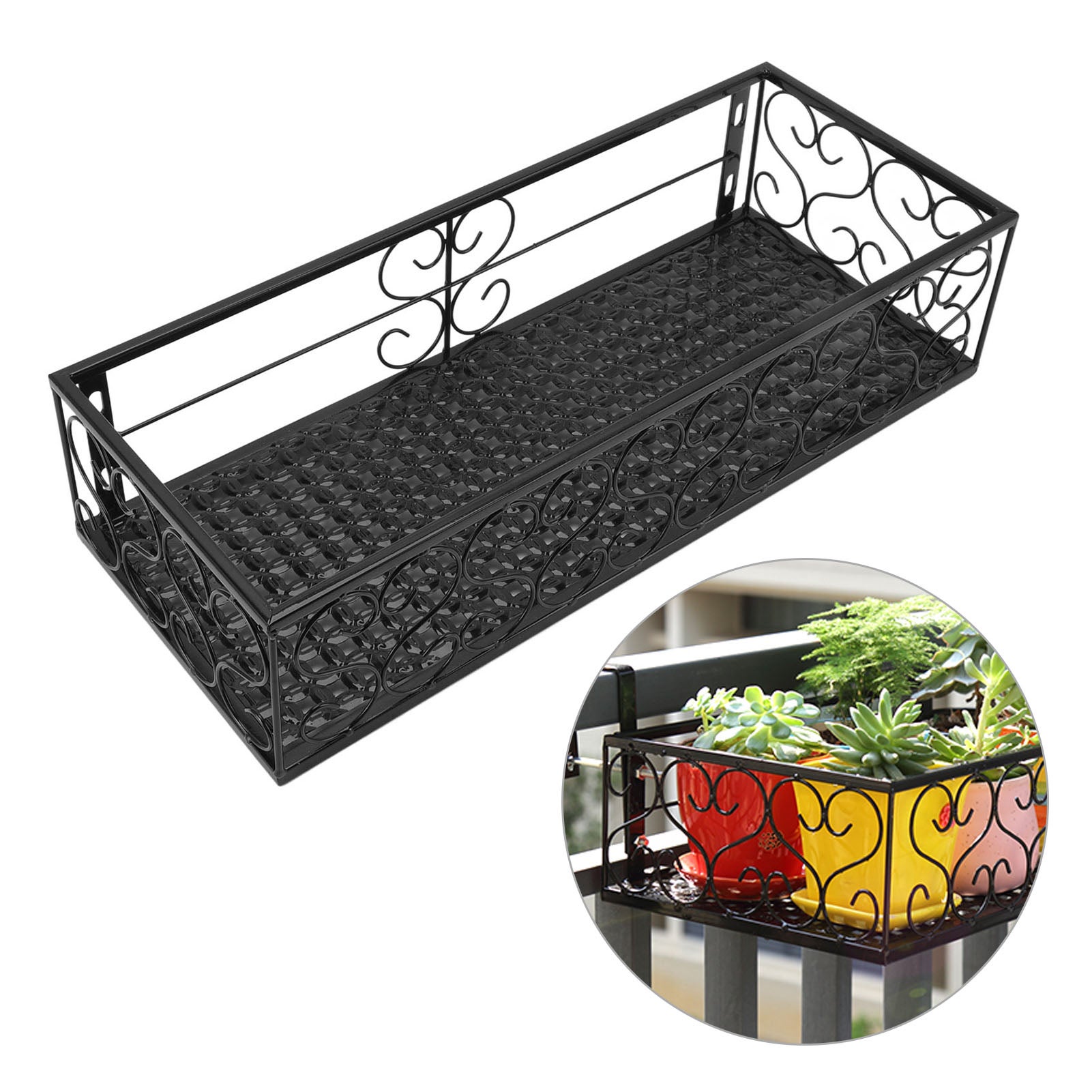 Étagère à fleurs suspendue pour balcon, utilisée pour ranger les pots de fleurs, les balustrades en fer forgé et les rebords de fenêtres intérieurs - 4