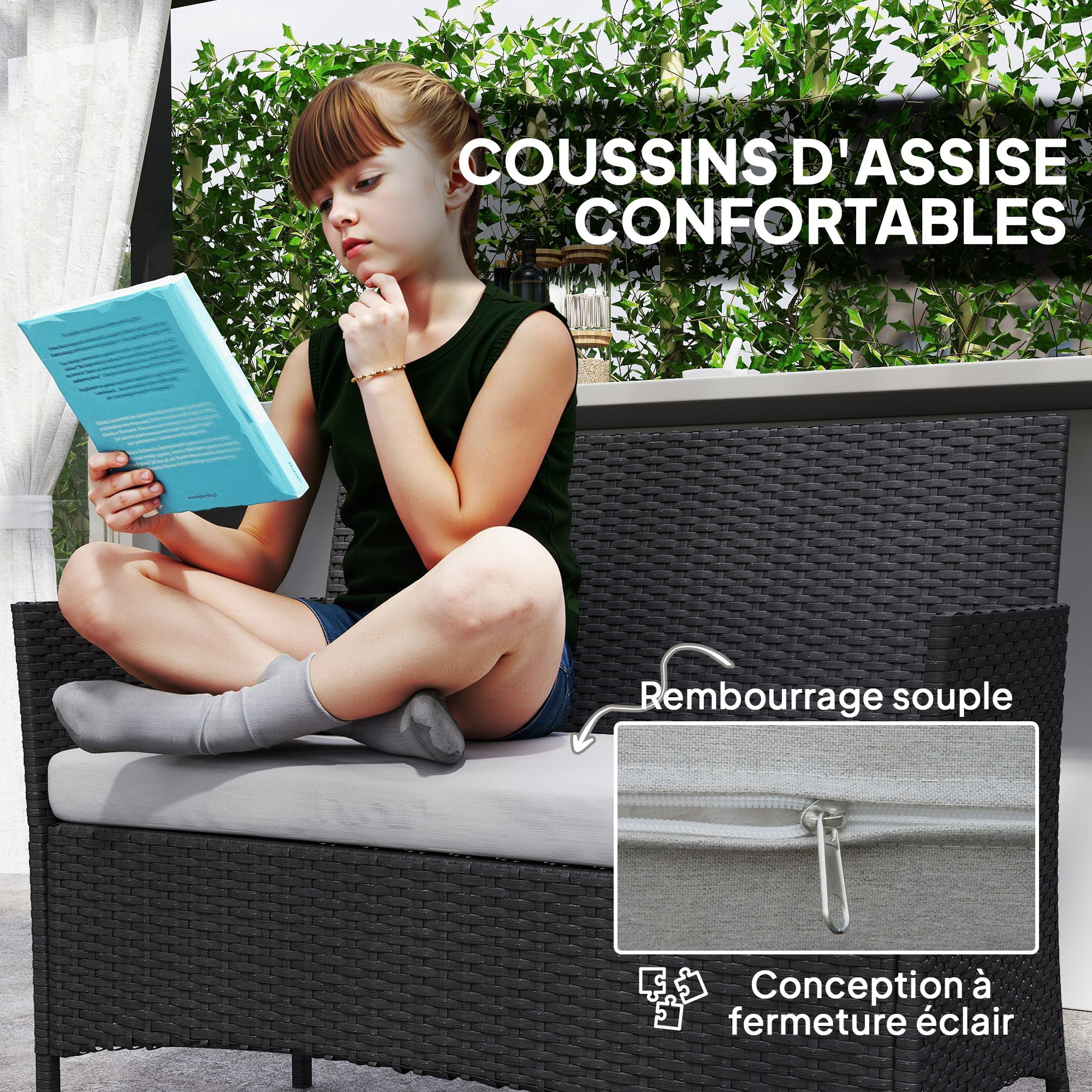 Salon de jardin extérieur Résine tressée Outsunny - 6