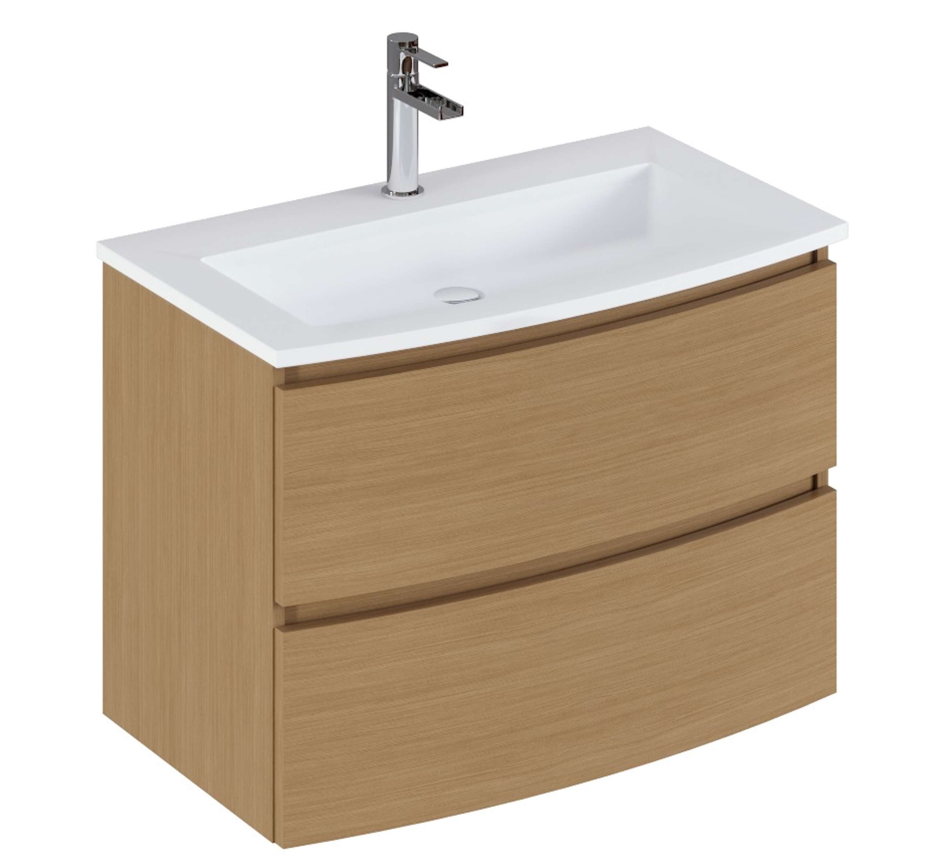 Meuble de salle de bain SAND 2 tiroirs 80 cm chêne T-BATH Inclus lavabo - 2