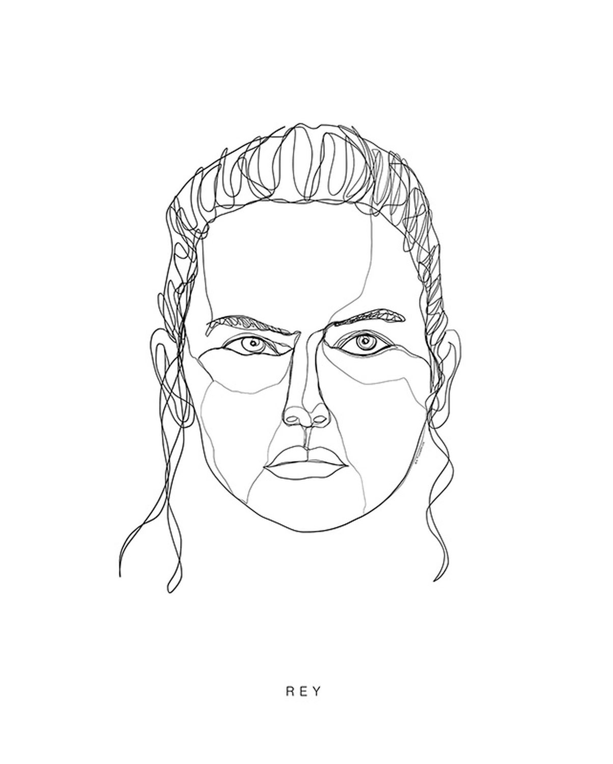 Póster decorativo star wars classic force faces rey blanco y negro - 40 x 50 cm - sanders & sanders