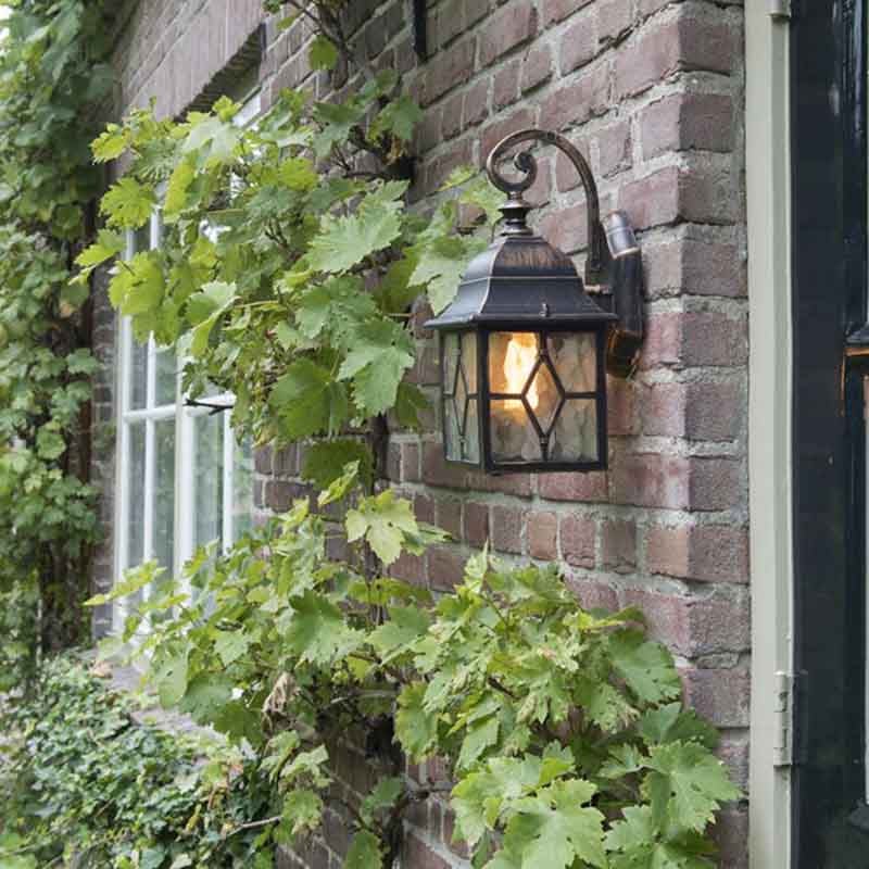 Romantyczna lampa ścienna zewnętrzna brązowa - London