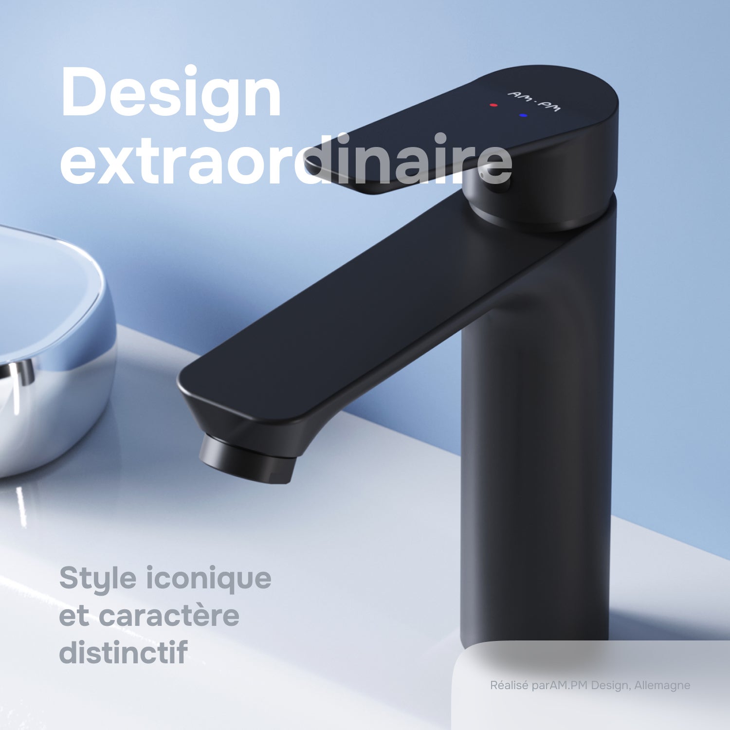 Mitigeur de Lavabo, Robinet de Lavabo avec bonde clic clac, Robinet de lave-mains, Noir, taille S, FTA82122 AM.PM - 6