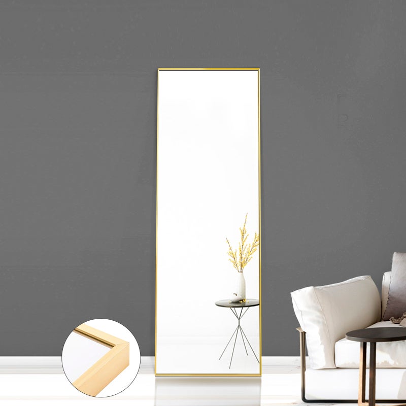 Miroir sur pied, Miroir chambre, Miroir mural, 150x40cm, Il peut être suspendu, placé verticalement ou contre un mur, Miroir mural rectangulaire, Doré - 9