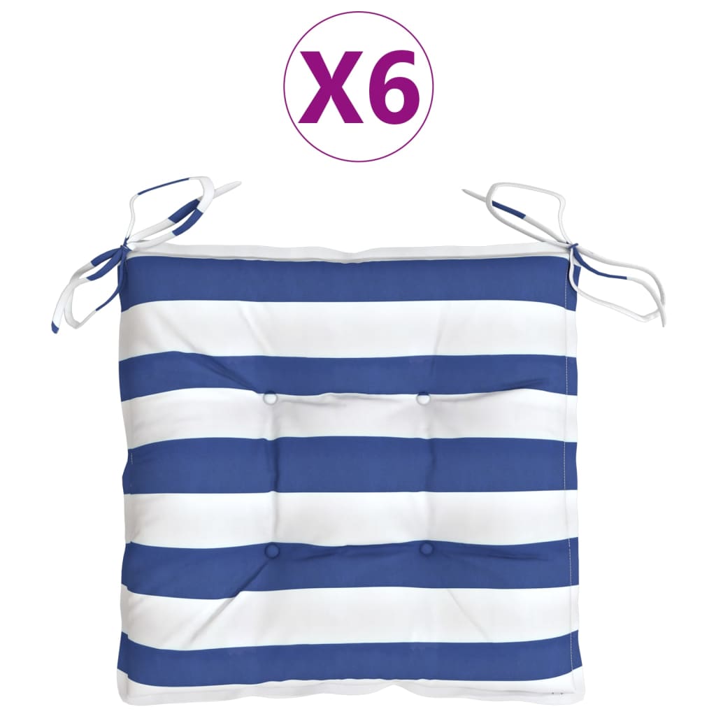 Maison Exclusive - Cuscini per Sedia 6pz Bianco e Blu 50x50x7 cm Tessuto Oxford - 2