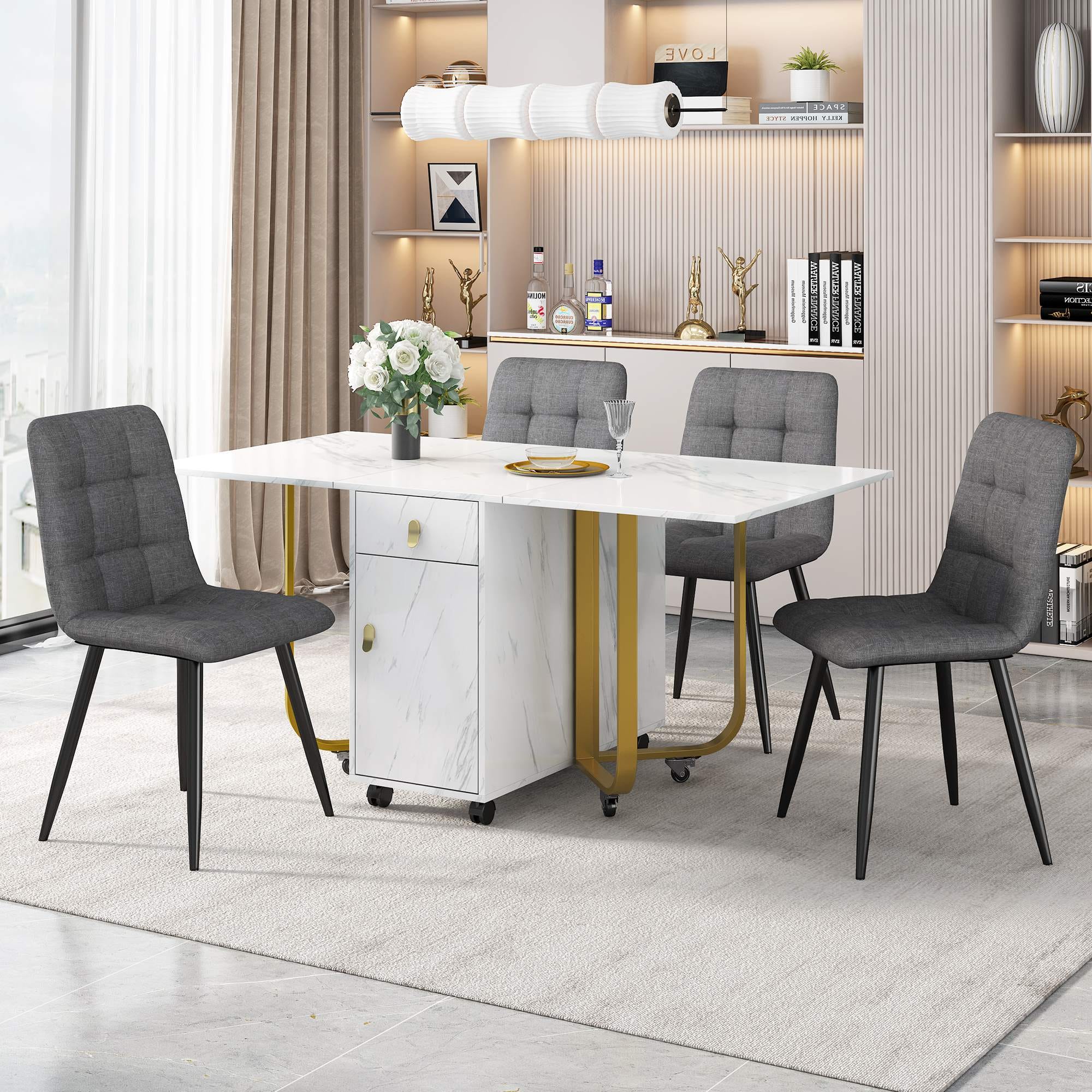 Ensemble table à manger 150x80x76 cm - Table pliante avec 4 chaises ...