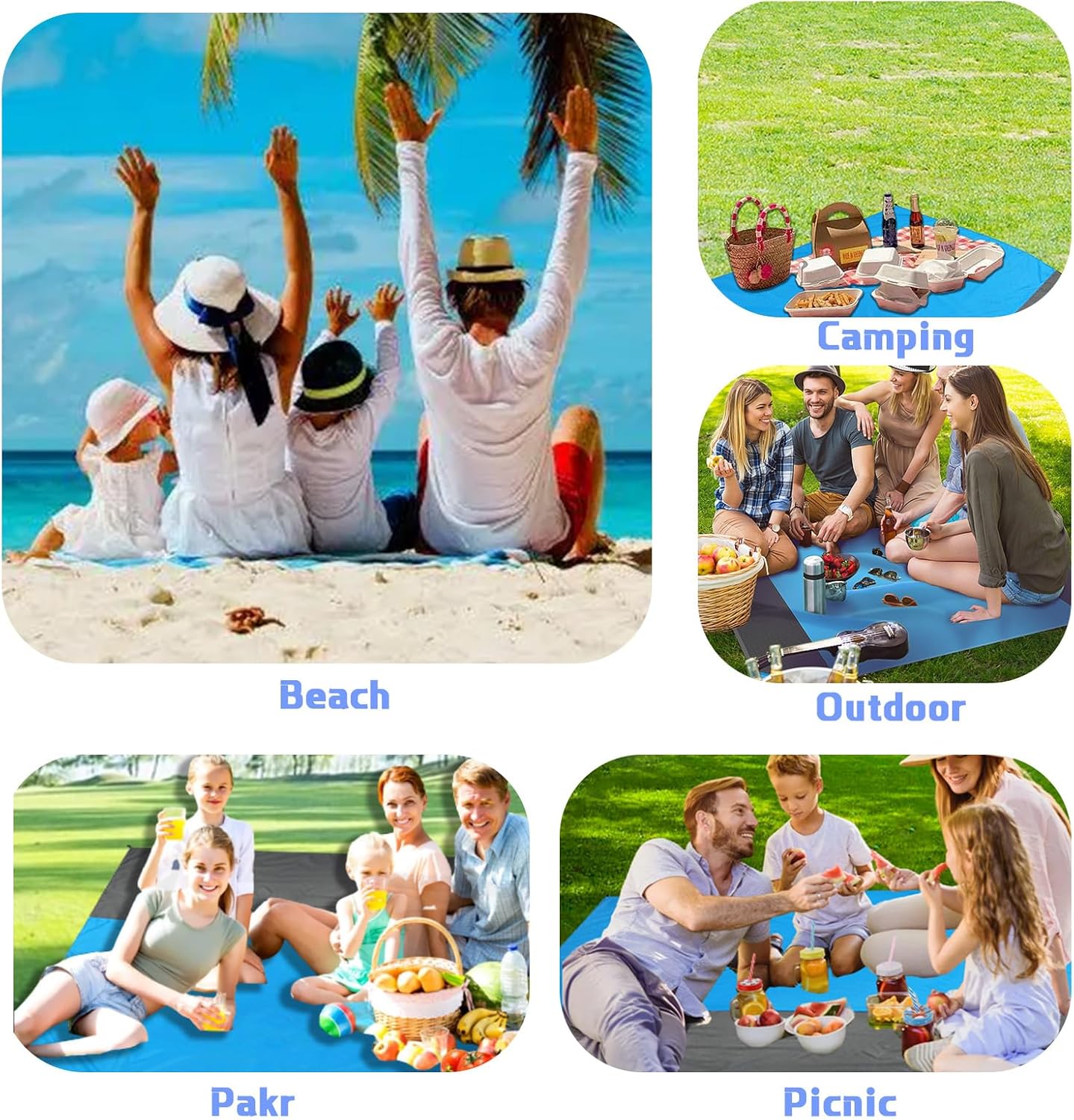 Tapis de Plage Imperméable 210x200cm – Couverture Pique-Nique avec Fixations Anti-Sable, Pour Extérieur - 3